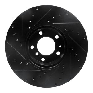 BMW 850CI Brake Rotor (1) - Front Right - R1 Concepts - Drilled & Slotted - Black - `91-`01